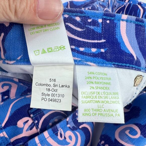 EUC Lilly Pulitzer Pants South Ocean Skinny Crop Coastal Blue Whispurr 10 - Picture 7 of 11